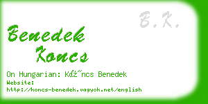 benedek koncs business card